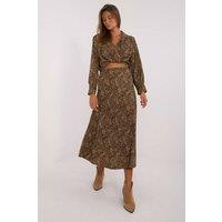 Love Lace Women's Animal Motif Blouse & Skirt Set in Brown
