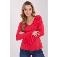 Love Lace Women's Elegant Cotton Square Neck Bell Sleeve Blouse in Red