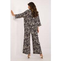 Love Lace Women's Animal Print Shirt & Wide Leg Trousers Set in White