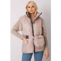 Love Lace Women's Beige Down Zip Vest with Belt | Size: S/M