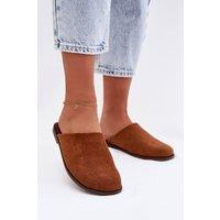 Love Lace Women's Classic Suede Flat Slippers with Covered Rounded Toe Everyday in Brown | Size: 4.5