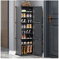 Living and Home 8 Tiers Shoe Cabinet Shoe Storage Organizer for Entryway in Dark Grey