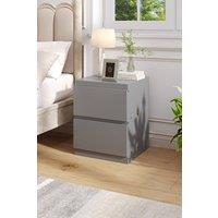 Living and Home 2-Drawer Wooden Nightstand Bedside Table in Grey