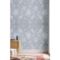 Living and Home 5M x 45Cm Retro Flower Textured PVC Wallpaper Roll in Grey | Size: 5M x 45 cm