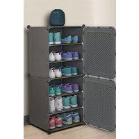 H&O Direct 6-Tier Dark Grey Shoe Cabinet