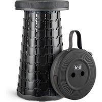 Trail Outdoor Leisure Portable Telescopic Stool with Strap Adjustable Camping Outdoor in Black