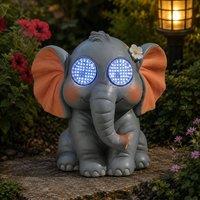 Marco Paul Solar Blinkin Elephant Garden Ornament in Grey | Size: 20 cm