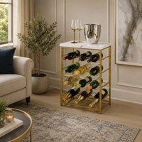 SPOT ON DEALZ 4 Tier Wooden Wine Rack 12 Bottle Holder Gold Frame Stand