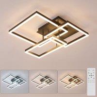 Pheashine Black 3-Square LED Ceiling Light, 48W Dimmable with Remote, 3000-6500K