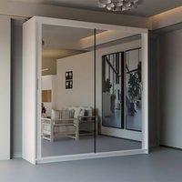 Sliding Wardrobes 4U Modern Double Sliding Door Wardrobe W 120cm X H 217cm in White