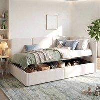 Matteo Single Upholstered Velvet Ottoman Daybed - Beige