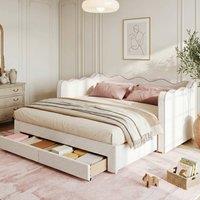 Matteo Boucl Upholstered Daybed Sofa Bed - Beige & Pink | Size: Single