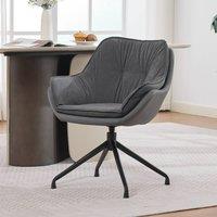 Matteo Grey Faux Leather Swivel Armchair - Ergonomic Auto-Return Design