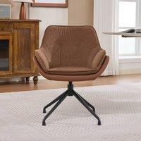 Matteo Brown Faux Leather Swivel Ergonomic Office Armchair with Auto-Return