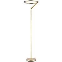 Happy Homewares Modern Designer Floor Lamp with Large LED Halo Light Ring in Metallic Gold