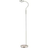 Happy Homewares Modern Task Floor Lamp with LED Halo Ring & CCT Memory Dimmer in Metallic Silver