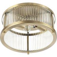 Happy Homewares Contemporary Ceiling Light Fitting with Fluted Ribbed Clear Glass in Metallic Gold