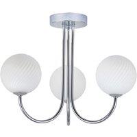 Happy Homewares Modern Ceiling Light Fitting with Opal Swirl Globe Glass Shade in Silver