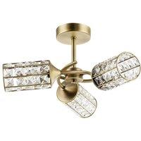 Happy Homewares Modern Ceiling Light with Cylindrical Acrylic Beaded Shades in Metallic Gold