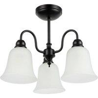 Happy Homewares Classic & Ornate Ceiling Light Fitting with Glass Downlight Shades in Black