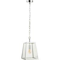 Happy Homewares Classic Lantern Pendant Light Fitting with Clear Glass Sides in Silver