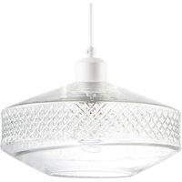 Happy Homewares Modern Glass Pendant Light Shade with Strip of 3D Shaped Diamonds in Clear
