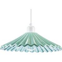 Happy Homewares Modern Gloss Ceramic Pendant Light Shade with Rippled Body in Emerald