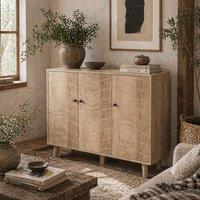 Wyld Haus Lurodo Natural Wood Effect Sideboard with Chevron Doors 3 Door