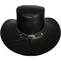 Grace Leather Cowboy Hat for Men & Women Shapeable Wide Brim in Black | Size: 2XL