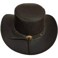 Grace Leather Cowboy Hat for Men & Women Shapeable Wide Brim in Brown | Size: Small