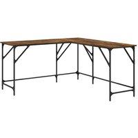 Berkfield Home Desk Smoked Oak 149x149x75 cm Engineered Wood in Brown | Size: 149 x 149 x 75 cm