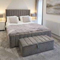 Stratus Interiors Oulton Wingback Panel Bed Frame Elegant Upholstered - No Storage in Dark Grey | Size: Single