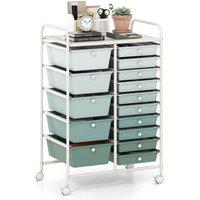 Costway 15-Drawer Rolling Cart Mobile Storage Cart Multipurpose Utility Cart