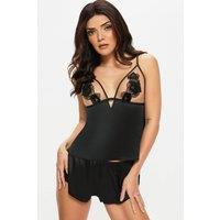 Ann Summers Women's Delphine Satin Cami Top & Shorts Set in Black | Size: XS