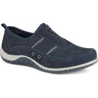 Pavers Women's Memory Foam Leather Slip On Trainers in Navy | Size: 8