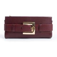Belissh Women's PU Leather Shoulder & Clutch Bag with Large Gold Buckle in Burgundy