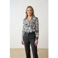 MyFashion Women's Geometric Pattern Button-Up Shirt in White | Size: XL