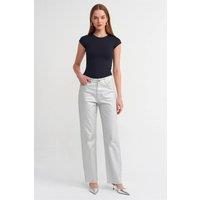 Dilvin Women's Slim Fit Crew Neck T-Shirt in Navy | Size: Small