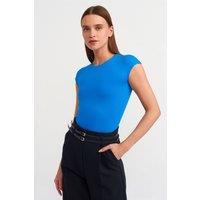 Dilvin Women's Slim Fit Crew Neck T-Shirt in Cobalt | Size: Small