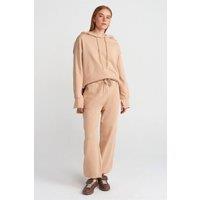 Dilvin Women's Wide-Leg Fleece Jogger Pants in Medium Beige | Size: Large