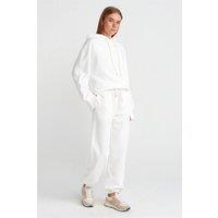 Dilvin Women's Wide-Leg Fleece Jogger Pants in White | Size: Medium