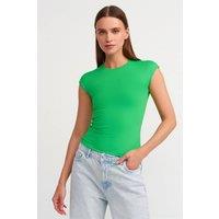 Dilvin Women's Slim Fit Crew Neck T-Shirt in Bright Green | Size: Small