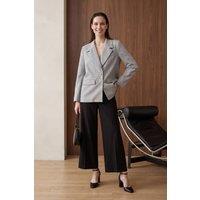 MyFashion Women's Shawl Collar Button Blazer Jacket in Light Grey | Size: Small