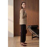 MyFashion Women's Shawl Collar Button Blazer Jacket in Stone | Size: XL