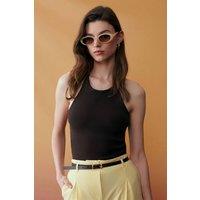Dilvin Women's Slim Fit Halterneck Jersey Blouse in Dark Brown | Size: Large