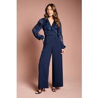 Coast Women's Long Sleeve V Neck 2 in 1 Jumpsuit in Navy | Size: 14