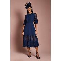 Coast Women's Petite Lace Insert Midi Dress in Navy | Size: 6