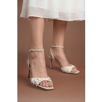 Coast Women's Claudia Woven Faux Shell Detail High Stiletto Heeled Sandals in Beige | Size: 7