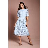 Coast Women's Short Sleeve Lace Midi Dress in Pale Blue | Size: 10
