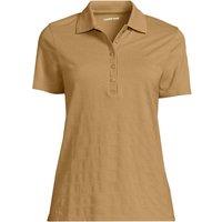 Lands' End Women's Petite Textured Stripe Piqu Polo Shirt in Brown | Size: 16-18